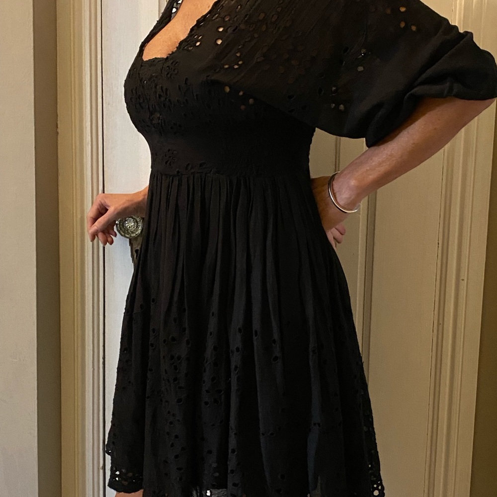 Free people black eyelet lace size xs
